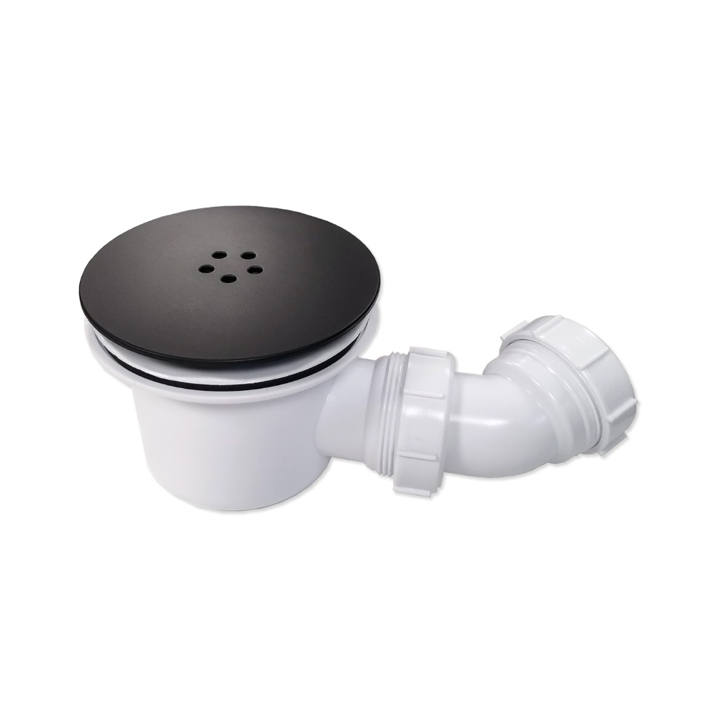 Product Cut out image of the Abacus Matt Black Fast Flow 90mm Shower Trap